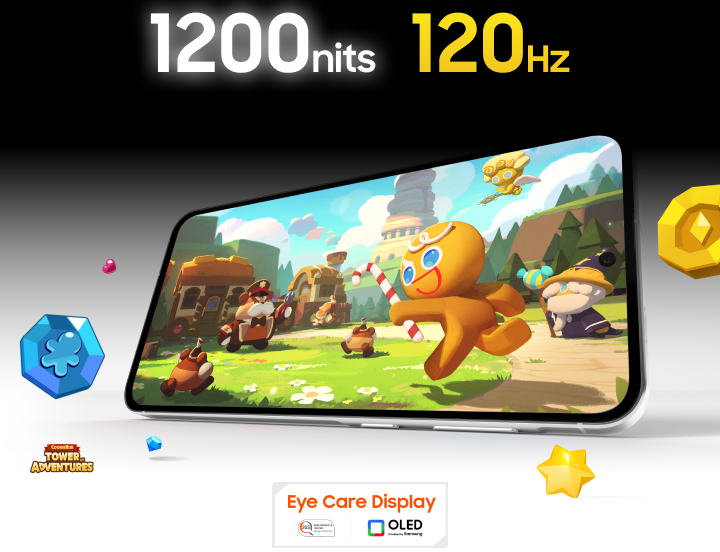 Display showcasing tower adventures gaming featuring eye care display