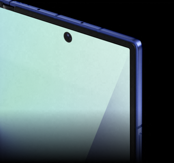 Close-up of the corner of the very thin, very strong aluminium casing