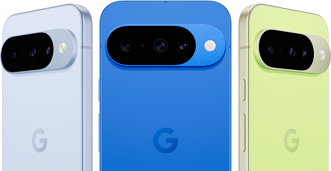 Image shows Pixel 10 in 3 colourways