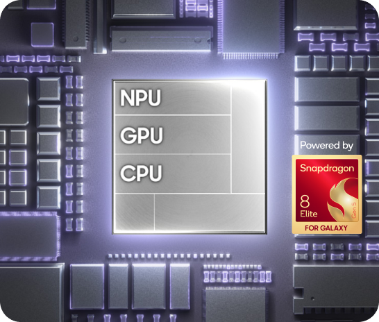 A CGI image of a processor showing the features including Snapdragon.