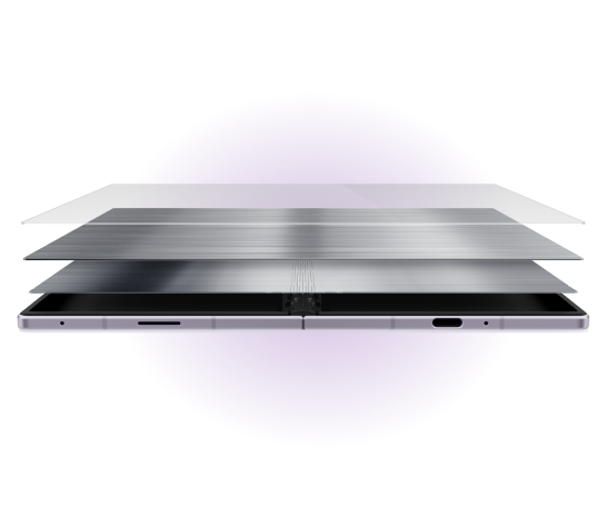 An image of the Fold8 device with metal layers of titanium above them to show the strength