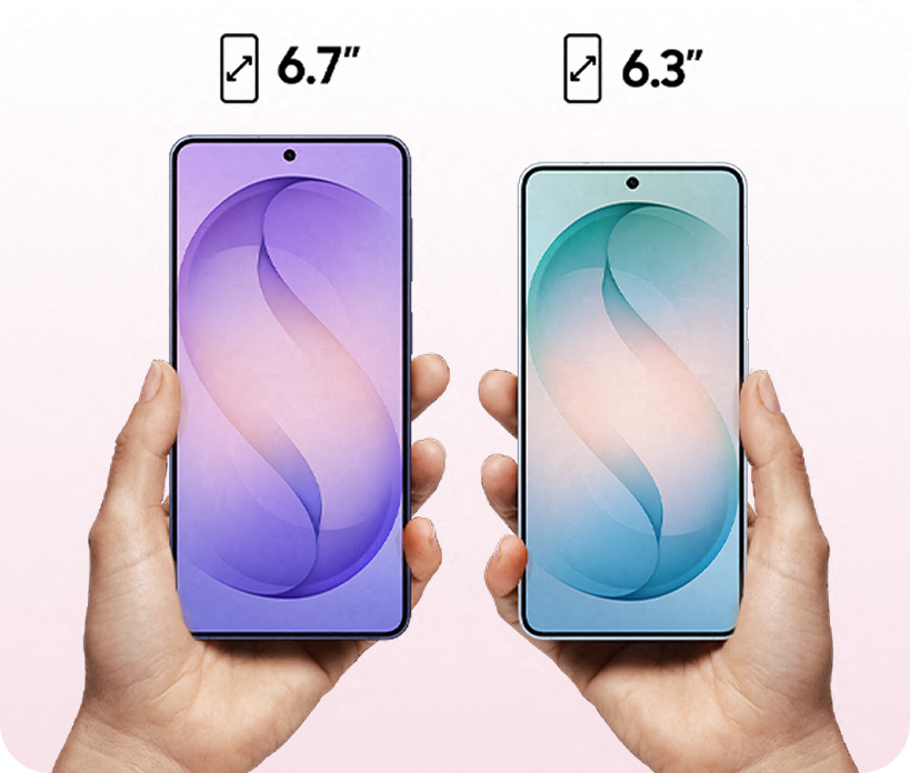 A photo showcasing the two different displays you can get the Galax S26 Plus in